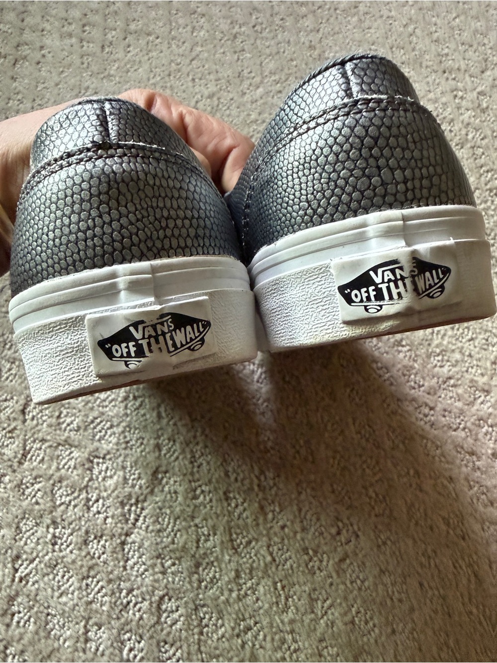 Vans Slip-Ons Textured Metallic Gray, women’s 6.5 - Picture 7 of 8